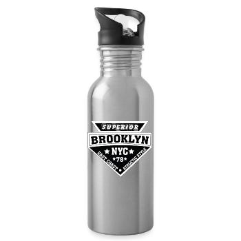 Brooklyn NYC Athletic Schild - Trinkflasche mit integriertem Trinkhalm - Lightsilver - Rechts