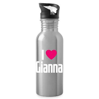 I Love Gianna Pinkes Herz Ich liebe Gianna - Trinkflasche mit integriertem Trinkhalm - Lightsilver - Rechts