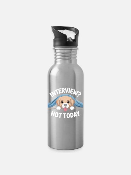 Fauler Labrador, verschlafener Welpe - Trinkflasche mit integriertem Trinkhalm - Lightsilver