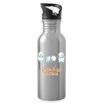 Kuschelmensch Schneemänner Trio - Trinkflasche mit integriertem Trinkhalm - Lightsilver - Rechts