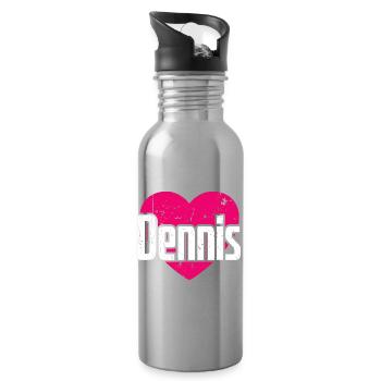 J’aime Dennis Pink Heart J’aime Dennis - Gourde avec paille intégrée - argent clair - Droite