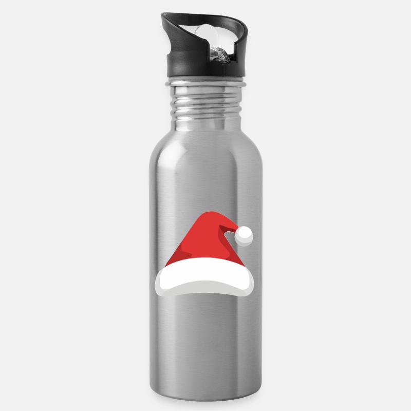 Elf Hat Santa Hat - Water bottle with straw - silver