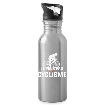 Ich kann nicht, ich habe Radfahren. - Trinkflasche mit integriertem Trinkhalm - Lightsilver - Rechts