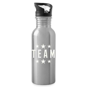 Team Vintage Sterne Logo - Trinkflasche mit integriertem Trinkhalm - Lightsilver - Rechts