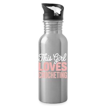 This Girl Loves Crocheting - Trinkflasche mit integriertem Trinkhalm - Lightsilver - Rechts