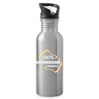 Geschenk für Geigenbauer - Trinkflasche mit integriertem Trinkhalm - Lightsilver - Rechts
