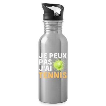 Graphic Original I Can't I Tennis - Water bottle with straw - silver - Right
