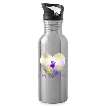Heart Violet Purple Flower My Garden My Hobby - Water bottle with straw - silver - Right