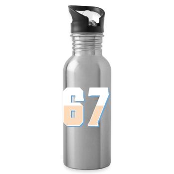 6 7 – Trendiges, minimalistisches Textdesign, - Trinkflasche mit integriertem Trinkhalm - Lightsilver - Rechts