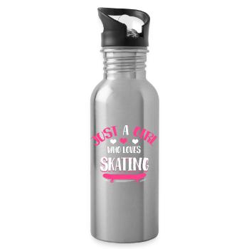Just a Girl Who Loves Skating - Water bottle with straw - silver - Right