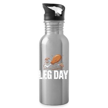 Leg Day Kraftduell - Trinkflasche mit integriertem Trinkhalm - Lightsilver - Rechts