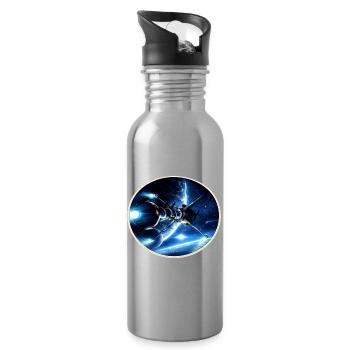 The Comet - Retro Space Emblem – 8-Bit Starship - Water bottle with straw - silver - Right