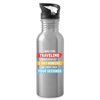 Zeitreise - Trinkflasche mit integriertem Trinkhalm - Lightsilver - Rechts