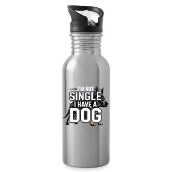 I'm Not Single – I Have a Dog - Trinkflasche mit integriertem Trinkhalm - Lightsilver - Rechts