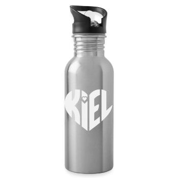 Kiel Heart Typography - Water bottle with straw - silver - Right