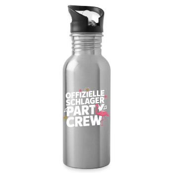 Schlager Party Crew Mallorca Flamingo JGA Malle - Trinkflasche mit integriertem Trinkhalm - Lightsilver - Rechts