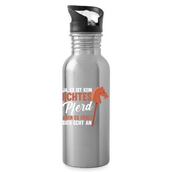Steckenpferd Hobbyhorse Hobby Horsing - Trinkflasche mit integriertem Trinkhalm - Lightsilver - Rechts