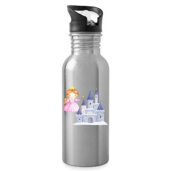 Princess in front of snow castle - Water bottle with straw - silver - Right