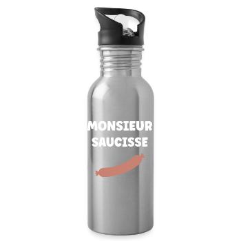 Monsieur Saucisse - Gourde avec paille intégrée - argent clair - Droite