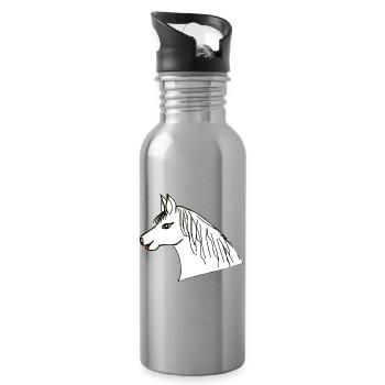Pferdekopf Pony Pferd Kinder Pferde - Trinkflasche mit integriertem Trinkhalm - Lightsilver - Rechts
