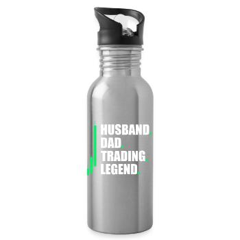 Husband Dad Trading Aktienmarkt Börse Trader - Trinkflasche mit integriertem Trinkhalm - Lightsilver - Rechts