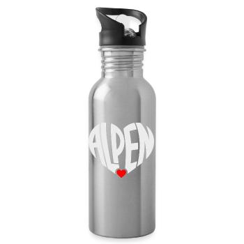 Alps Heart Typo - Water bottle with straw - silver - Right