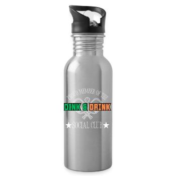 Funny Pickleball Gift: Dink and Drink Social Club - Water bottle with straw - silver - Right