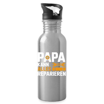 Papa Handwerker Kann Alles Reparieren Geschenk - Trinkflasche mit integriertem Trinkhalm - Lightsilver - Rechts