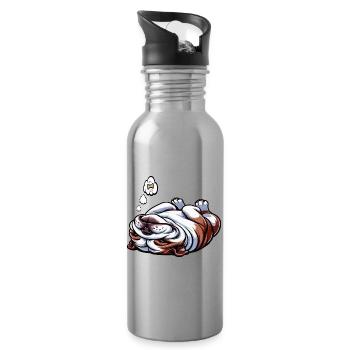 English Bulldog Bully Bully Owner Bullyfan - Water bottle with straw - silver - Right