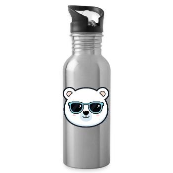 Niedliche Eisbär-blaue Brille - Trinkflasche mit integriertem Trinkhalm - Lightsilver - Rechts