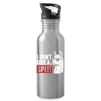 I Don't Give A Spit Lama Spruch Shirt - Trinkflasche mit integriertem Trinkhalm - Lightsilver - Rechts