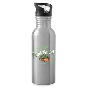 Palak Paneer Vintage Spinach Dish Retro Design - Water bottle with straw - silver - Right