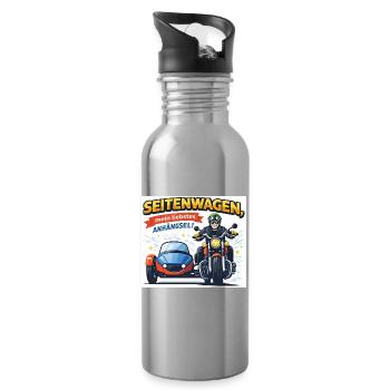 Seitenwagen, mein liebstes Anhängsel - Trinkflasche mit integriertem Trinkhalm - Lightsilver - Rechts