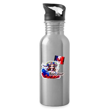 Bonjour Kawaii Fête Française - Gourde avec paille intégrée - argent clair - Droite