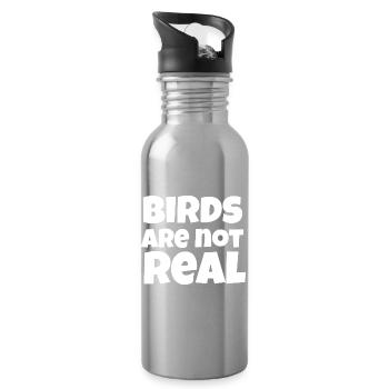 Mème des oiseaux pas réels - Gourde avec paille intégrée - argent clair - Droite