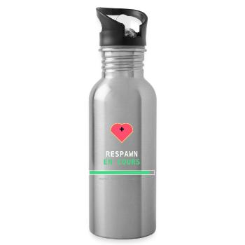 Respawn en cours – Gamer Rétro Pixel Art - Gourde avec paille intégrée - argent clair - Droite