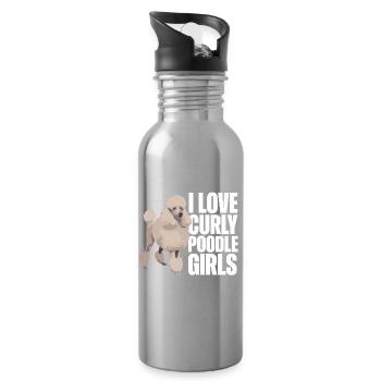 Ich liebe Curly Pudel Mädchen Pudel Hund - Trinkflasche mit integriertem Trinkhalm - Lightsilver - Rechts