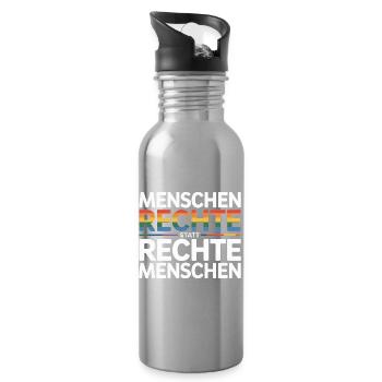 Menschenrechte statt rechte Menschen Sticker  - Trinkflasche mit integriertem Trinkhalm - Lightsilver - Rechts