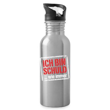 Ich bin schuld wie immer - Lustiger Spruch - Trinkflasche mit integriertem Trinkhalm - Lightsilver - Rechts