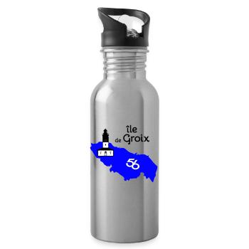 Île de Groix - Gourde avec paille intégrée - argent clair - Droite