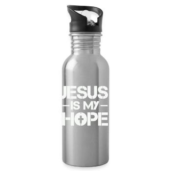 Jesus is my hope - Water bottle with straw - silver - Right
