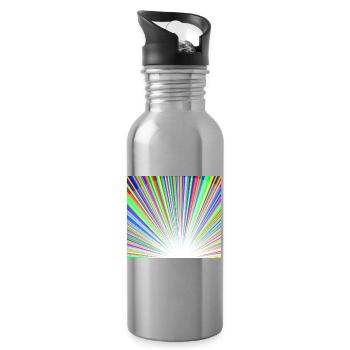 Leuchtendes Regenbogen-Sonnenstrahlmuster - Trinkflasche mit integriertem Trinkhalm - Lightsilver - Rechts