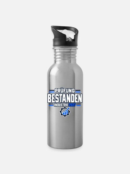 Prüfung bestanden – Industrie Abschluss 2027 - Trinkflasche mit integriertem Trinkhalm - Lightsilver
