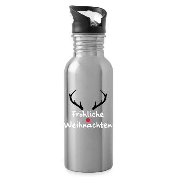 Fröhliche Weihnachten Rentier Weihnachtsgeschenk - Trinkflasche mit integriertem Trinkhalm - Lightsilver - Rechts