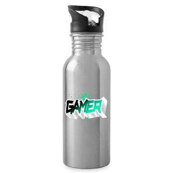 Gamer - Trinkflasche mit integriertem Trinkhalm - Lightsilver - Rechts