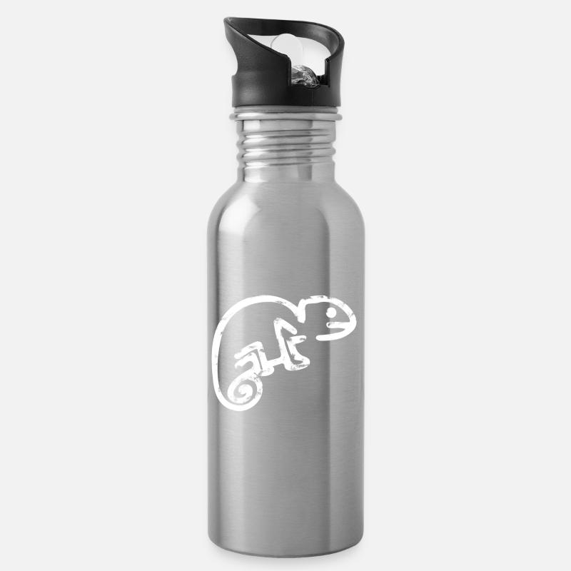 chameleon kreide - Trinkflasche mit integriertem Trinkhalm - Lightsilver