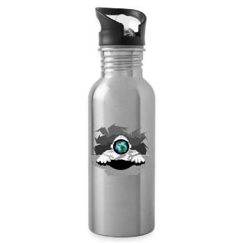 Astronaut Climate Protection Space Illustration Moon - Water bottle with straw - silver - Right