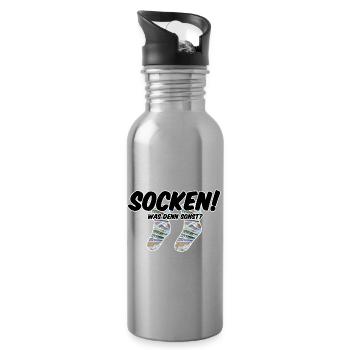 Socken! Was denn sonst? - Trinkflasche mit integriertem Trinkhalm - Lightsilver - Rechts