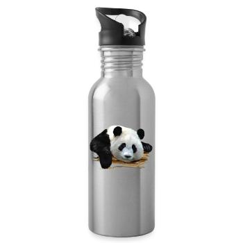 Süßer Panda-Kunstdruck - Trinkflasche mit integriertem Trinkhalm - Lightsilver - Rechts
