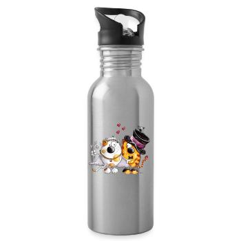 Hochzeit mit Herz - Trinkflasche mit integriertem Trinkhalm - Lightsilver - Rechts
